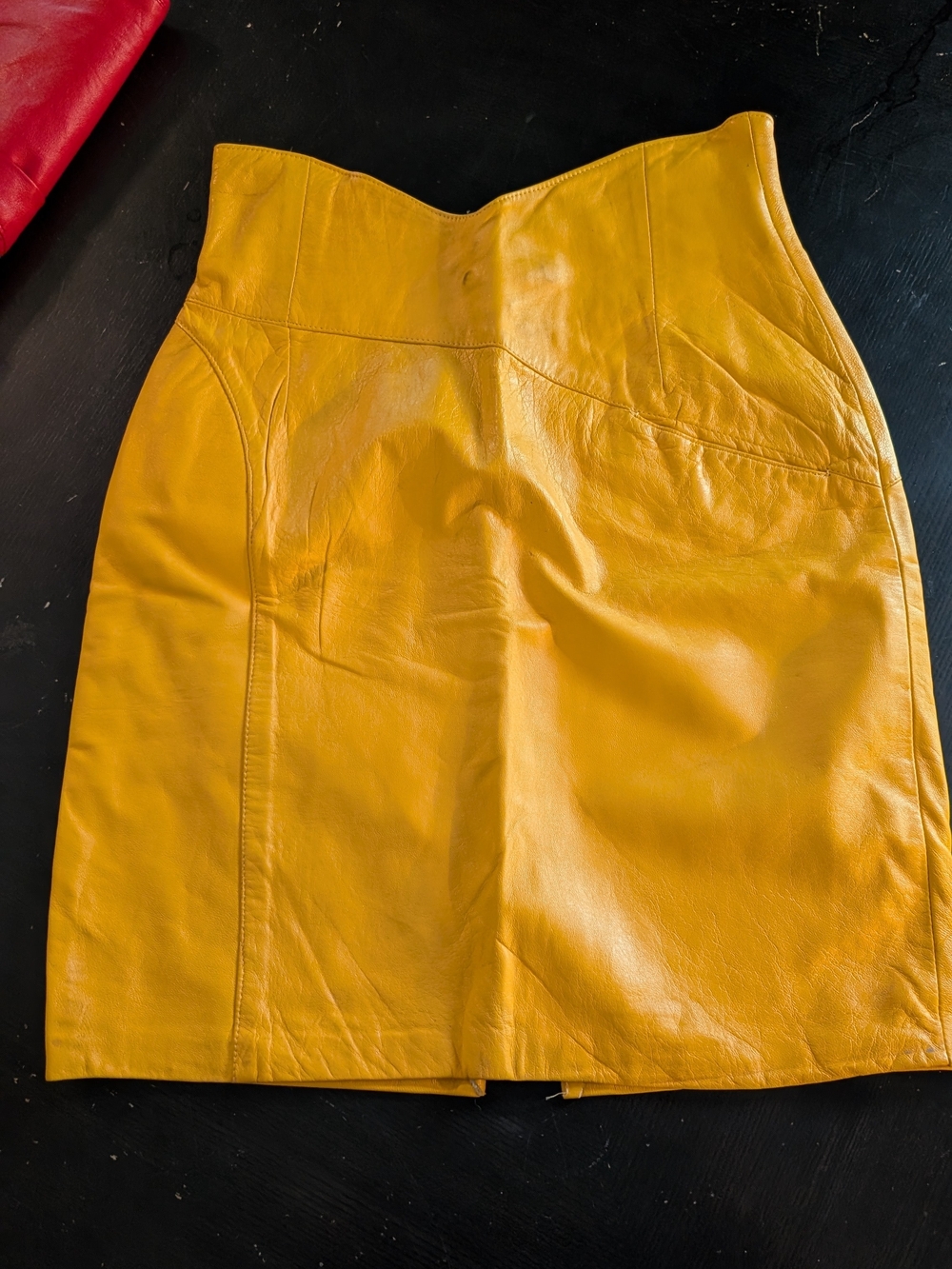 Forenza Yellow Leather Pencil Skirt